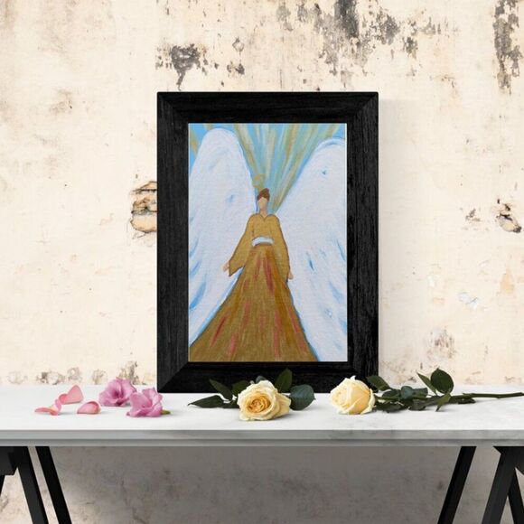 Angel Painting Perfect Religious Room Décor Celestial Serenity Christmas Angel - Picture 2 of 7
